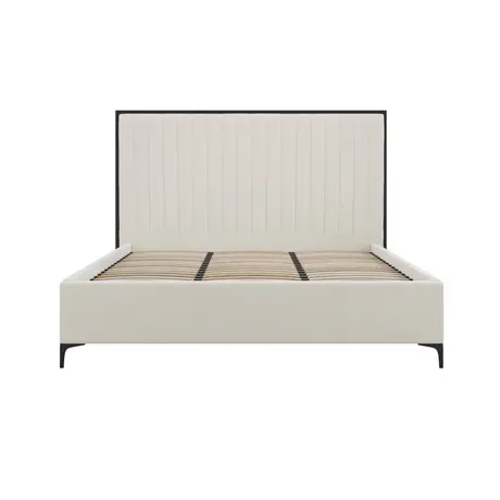 Buy Berkeley Cream Velvet Bed – Super King (6ft) with Fluted Headboard, Colour: Cream, Bed Size: Super King (6ft) from Furnituretta