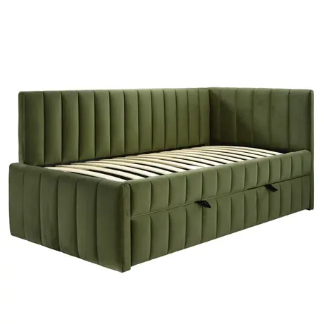 Buy Ida Moss Velvet Day Bed with Panelled Design, 5 from Furnituretta
