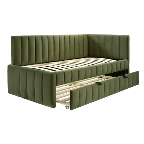 Buy Ida Moss Velvet Day Bed with Panelled Design from Furnituretta