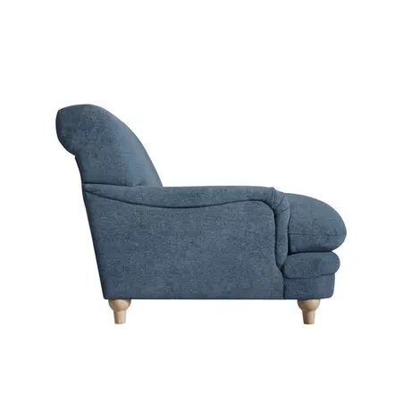 Buy Plumpton Chair in Denim Blue Chenille Weave with Oak Legs, 4 from Furnituretta