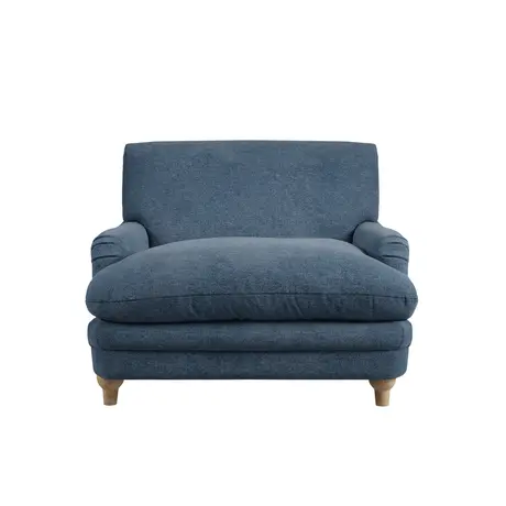 Buy Plumpton Chair in Denim Blue Chenille Weave with Oak Legs from Furnituretta