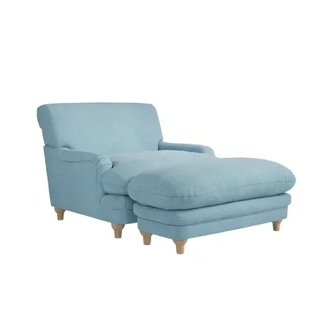 Buy Plumpton Footstool in Duck Egg Blue Chenille Weave, 6 from Furnituretta
