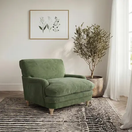 Buy Plumpton Chair in Vine Chenille with Oak‑Effect Legs, 2 from Furnituretta