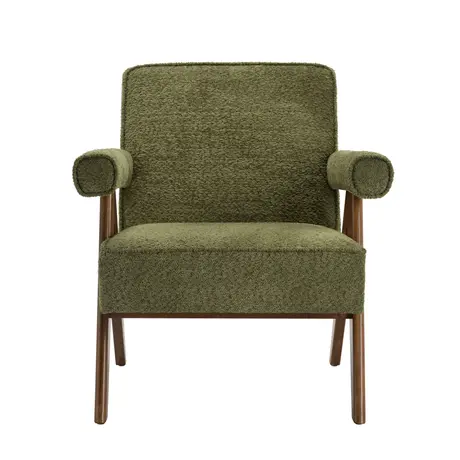 Buy Ember Armchair in Leaf Herringbone Chenille with Walnut Legs, Colour: Leaf from Furnituretta