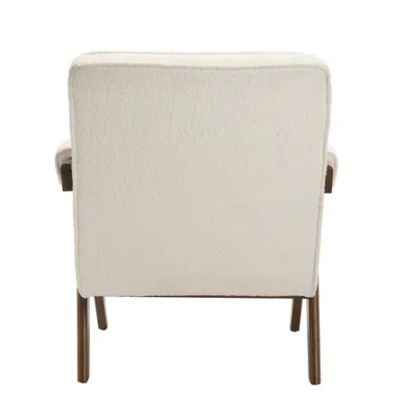Buy Ember Armchair in Snow Textured Bouclé with Walnut Legs, Colour: Snow, 5 from Furnituretta