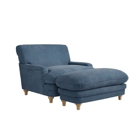 Buy Plumpton Chair in Denim Blue Chenille Weave with Oak Legs, 6 from Furnituretta