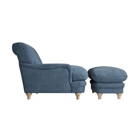 Buy Plumpton Chair in Denim Blue Chenille Weave with Oak Legs, 7 from Furnituretta