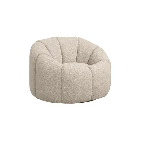 Buy Nao Swivel Chair in Chenille Bouclé with Contemporary Swivel Base, Colour: Ivory, Item Width: 101, 6 from Furnituretta