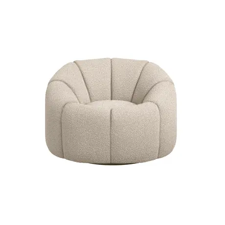 Buy Nao Swivel Chair in Chenille Bouclé with Contemporary Swivel Base, Colour: Ivory, Item Width: 101 from Furnituretta