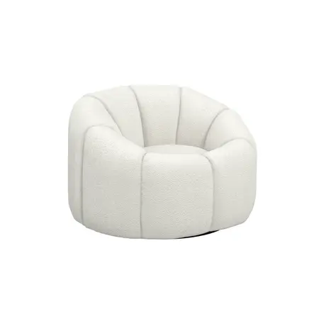 Buy Nao Swivel Chair in Chenille Bouclé with Contemporary Swivel Base, Colour: Buff, Item Width: 101, 6 from Furnituretta