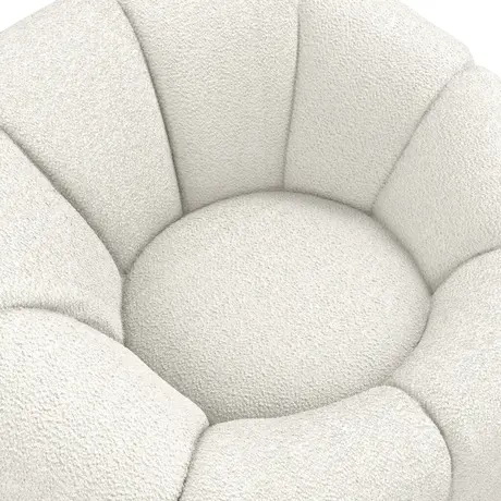 Buy Nao Swivel Chair in Chenille Bouclé with Contemporary Swivel Base, Colour: Buff, Item Width: 101, 9 from Furnituretta