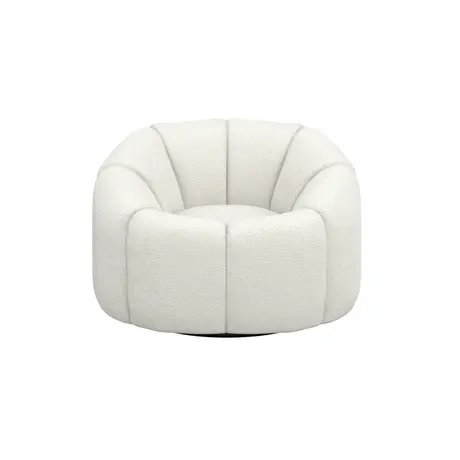 Buy Nao Swivel Chair in Chenille Bouclé with Contemporary Swivel Base, Colour: Buff, Item Width: 101 from Furnituretta
