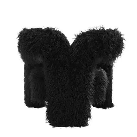 Buy Freyja Jet Chair in Faux Mongolian Fur with Curved Base, 4 from Furnituretta