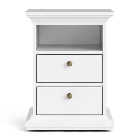 Buy Elegant Paris Bedside Table with 2 Drawers in White, 3 from Furnituretta