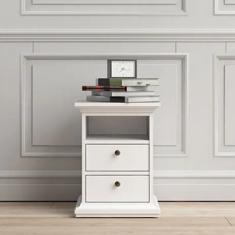 Buy Elegant Paris Bedside Table with 2 Drawers in White, 2 from Furnituretta