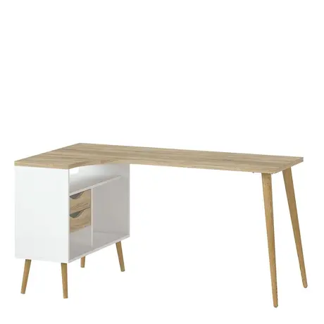 Buy Scandinavian-Inspired Oslo Desk in White and Oak from Furnituretta