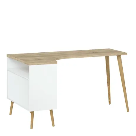 Buy Scandinavian-Inspired Oslo Desk in White and Oak, 4 from Furnituretta