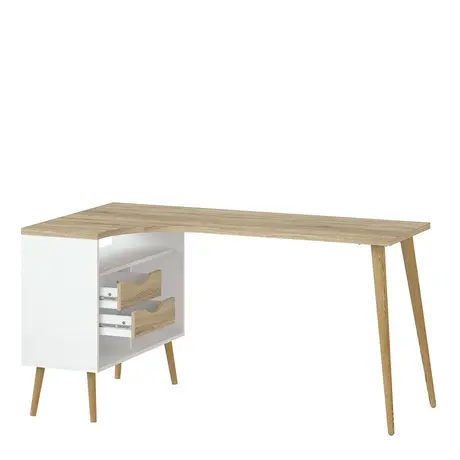Buy Scandinavian-Inspired Oslo Desk in White and Oak, 5 from Furnituretta