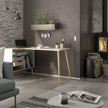 Buy Scandinavian-Inspired Oslo Desk in White and Oak, 2 from Furnituretta