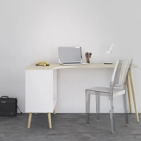 Buy Scandinavian-Inspired Oslo Desk in White and Oak, 7 from Furnituretta