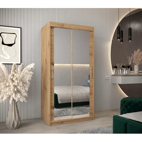 Buy Tokyo III Sliding Door Wardrobe 100cm, Colour: Oak Artisan, Item Width: 100, 6 from Furnituretta