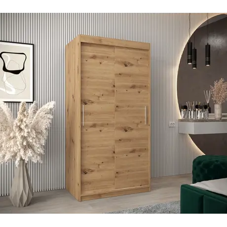 Buy Tokyo Sliding Door Wardrobe 100cm, Colour: Oak Artisan, Item Width: 100, 10 from Furnituretta
