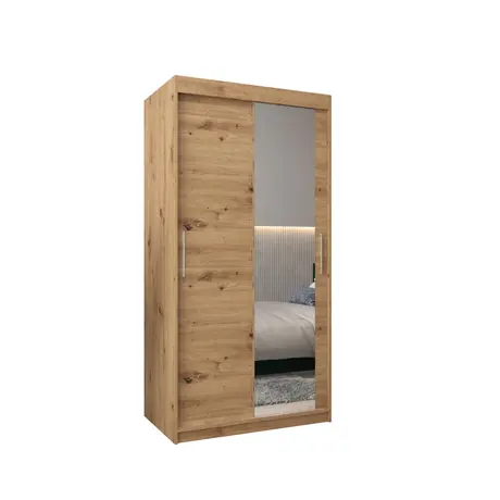 Buy Tokyo II Sliding Door Wardrobe 100cm, Colour: Oak Artisan, Item Width: 100 from Furnituretta