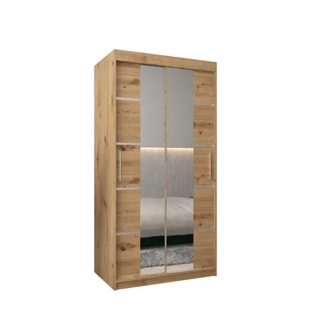 Buy Verona 04 Sliding Door Wardrobe 100cm, Colour: Oak Artisan, Item Width: 100 from Furnituretta