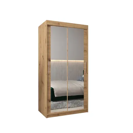 Buy Tokyo III Sliding Door Wardrobe 100cm, Colour: Oak Artisan, Item Width: 100, 5 from Furnituretta