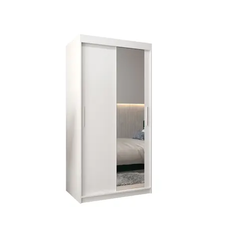 Buy Tokyo II Sliding Door Wardrobe 100cm, Colour: White, Item Width: 100 from Furnituretta