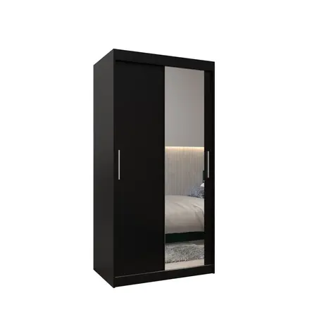 Buy Tokyo II Sliding Door Wardrobe 100cm, Colour: Black, Item Width: 100 from Furnituretta