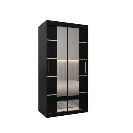 Buy Verona 04 Sliding Door Wardrobe 100cm, Colour: Black, Item Width: 100 from Furnituretta