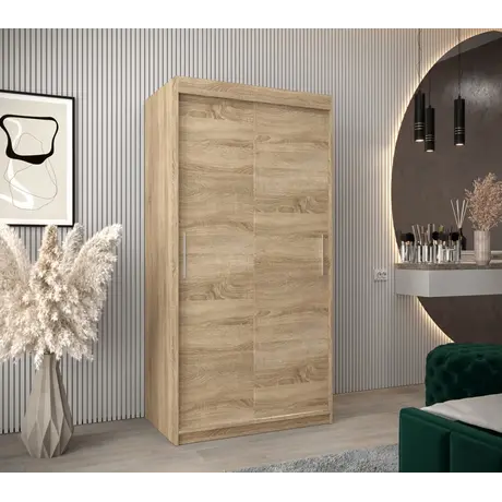 Buy Tokyo Sliding Door Wardrobe 100cm, Colour: Oak Artisan, Item Width: 100, 14 from Furnituretta