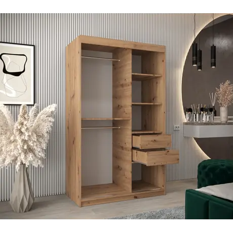 Buy Tokyo II Sliding Door Wardrobe 120cm, Colour: Oak Artisan, Item Width: 120, 12 from Furnituretta