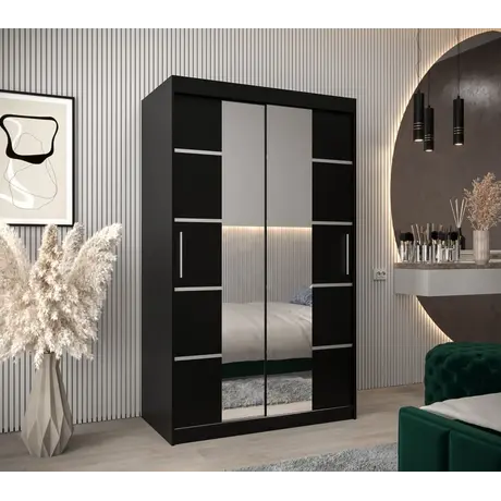 Buy Verona 04 Sliding Door Wardrobe 120cm, Colour: Black, Item Width: 120, 11 from Furnituretta