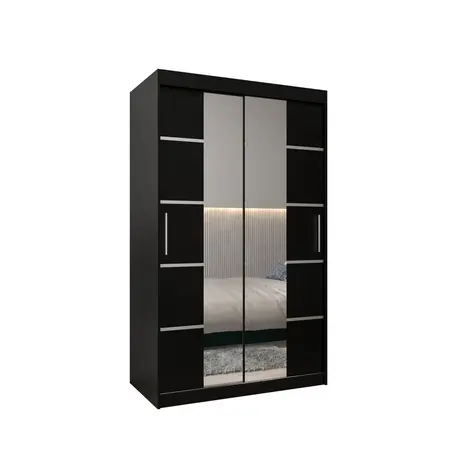 Buy Verona 04 Sliding Door Wardrobe 120cm, Colour: Black, Item Width: 120, 10 from Furnituretta