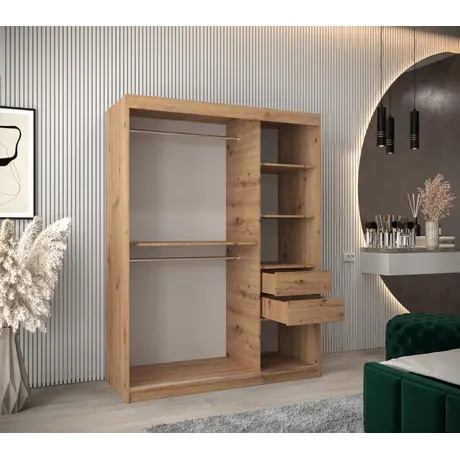 Buy Tokyo III Sliding Door Wardrobe 150cm, Colour: Oak Artisan, Item Width: 150, 8 from Furnituretta