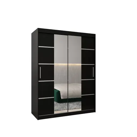 Buy Verona 04 Sliding Door Wardrobe 150cm, Colour: Black, Item Width: 150 from Furnituretta