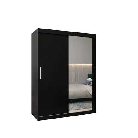 Buy Tokyo II Sliding Door Wardrobe 150cm, Colour: Black, Item Width: 150 from Furnituretta