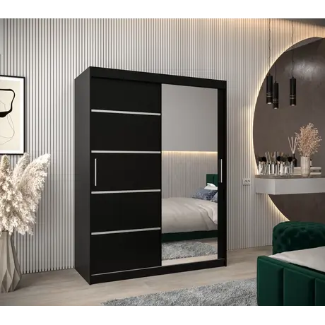 Buy Verona 02 Sliding Door Wardrobe 150cm, Colour: Black, Item Width: 150, 11 from Furnituretta