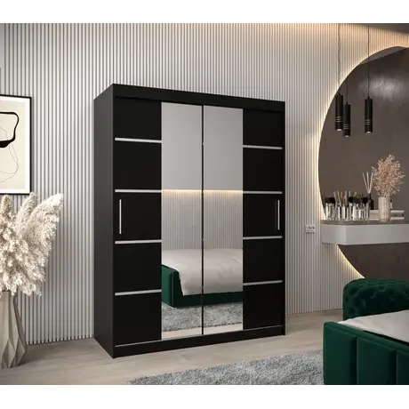 Buy Verona 04 Sliding Door Wardrobe 150cm, Colour: Black, Item Width: 150, 11 from Furnituretta