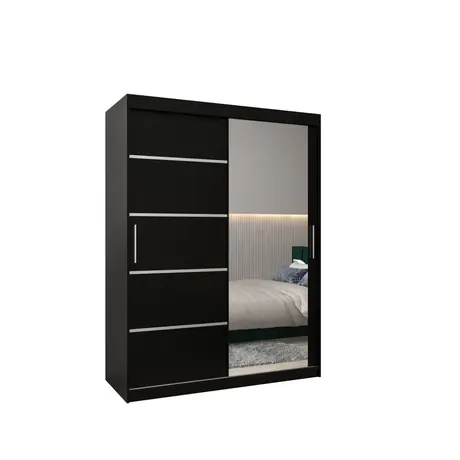Buy Verona 02 Sliding Door Wardrobe 150cm, Colour: Black, Item Width: 150 from Furnituretta
