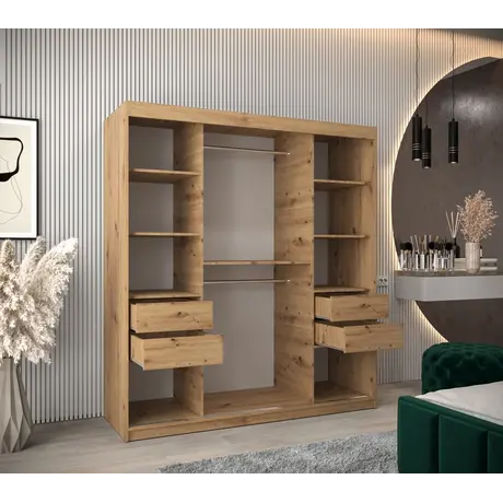 Buy Tokyo II Sliding Door Wardrobe 180cm, Colour: Oak Artisan, Item Width: 180, 12 from Furnituretta