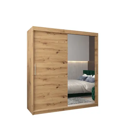 Buy Tokyo II Sliding Door Wardrobe 180cm, Colour: Oak Artisan, Item Width: 180, 9 from Furnituretta