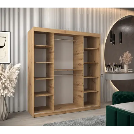 Buy Tokyo II Sliding Door Wardrobe 180cm, Colour: Oak Artisan, Item Width: 180, 10 from Furnituretta