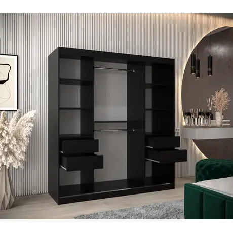 Buy Verona 04 Sliding Door Wardrobe 180cm, Colour: Black, Item Width: 180, 13 from Furnituretta