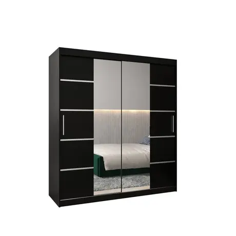 Buy Verona 04 Sliding Door Wardrobe 180cm, Colour: Black, Item Width: 180, 10 from Furnituretta
