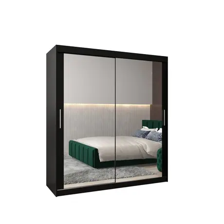 Buy Tokyo III Sliding Door Wardrobe 180cm, Colour: Black, Item Width: 180 from Furnituretta