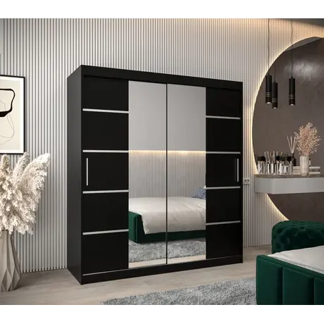 Buy Verona 04 Sliding Door Wardrobe 180cm, Colour: Black, Item Width: 180, 11 from Furnituretta