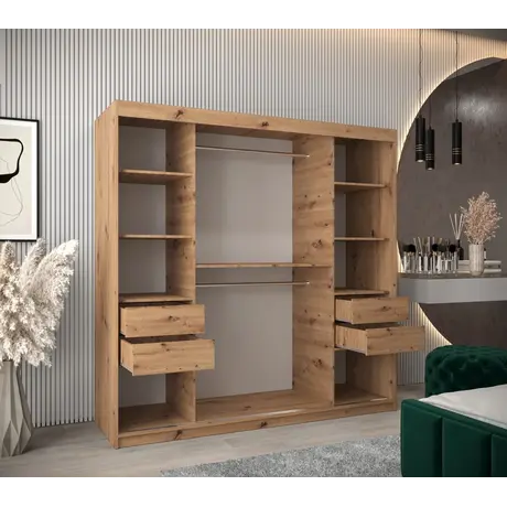 Buy Tokyo II Sliding Door Wardrobe 200cm, Colour: Oak Artisan, Item Width: 200, 12 from Furnituretta